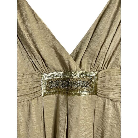 BCBG MaxAzria Y2K gold Sequin Patch Gathered Bubble Hem size 10 - Picture 5 of 9